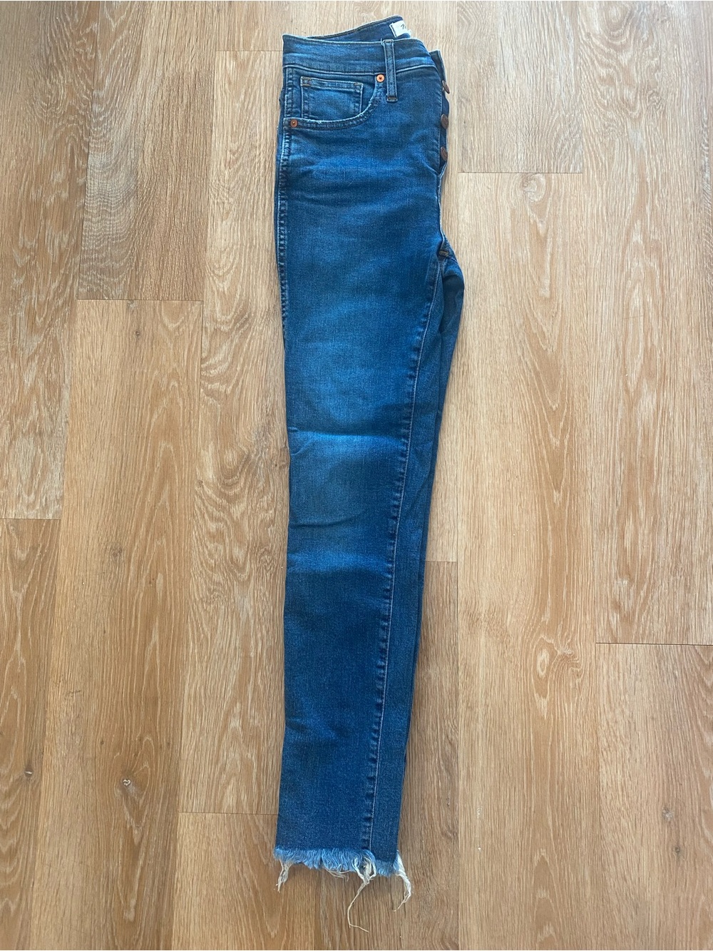 Madewell Dark Blue Skinny Jeans with Raw Hem